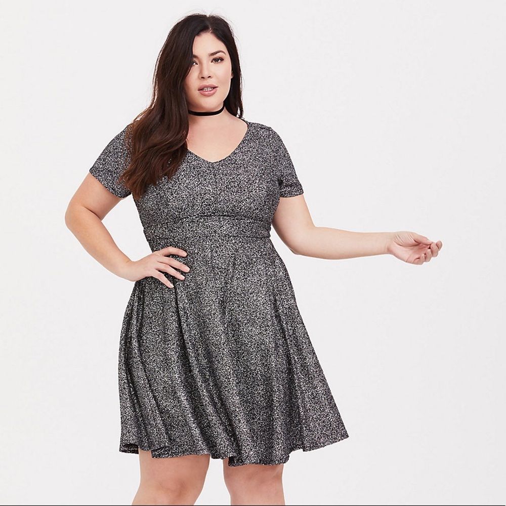 Torrid Silver Knit Skater Dress NWOT